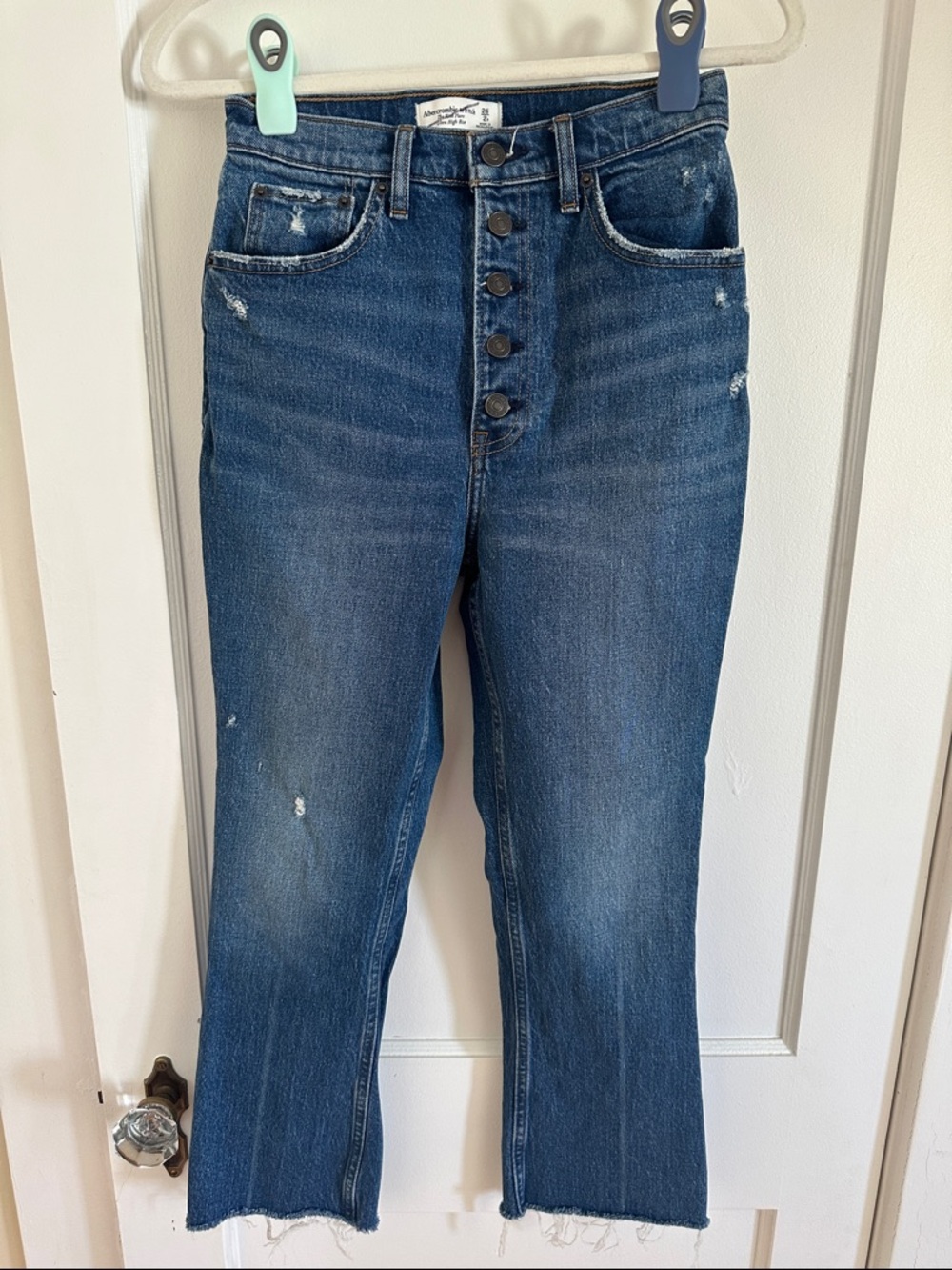 Abercrombie & Fitch Ultra High Rise Kick Flare Button-Fly Dark Blue Jeans